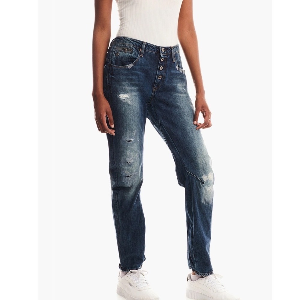G-Star Raw Women's Arc 3D Low Boyfriend Restored Denim Distressed Jeans Blue 27